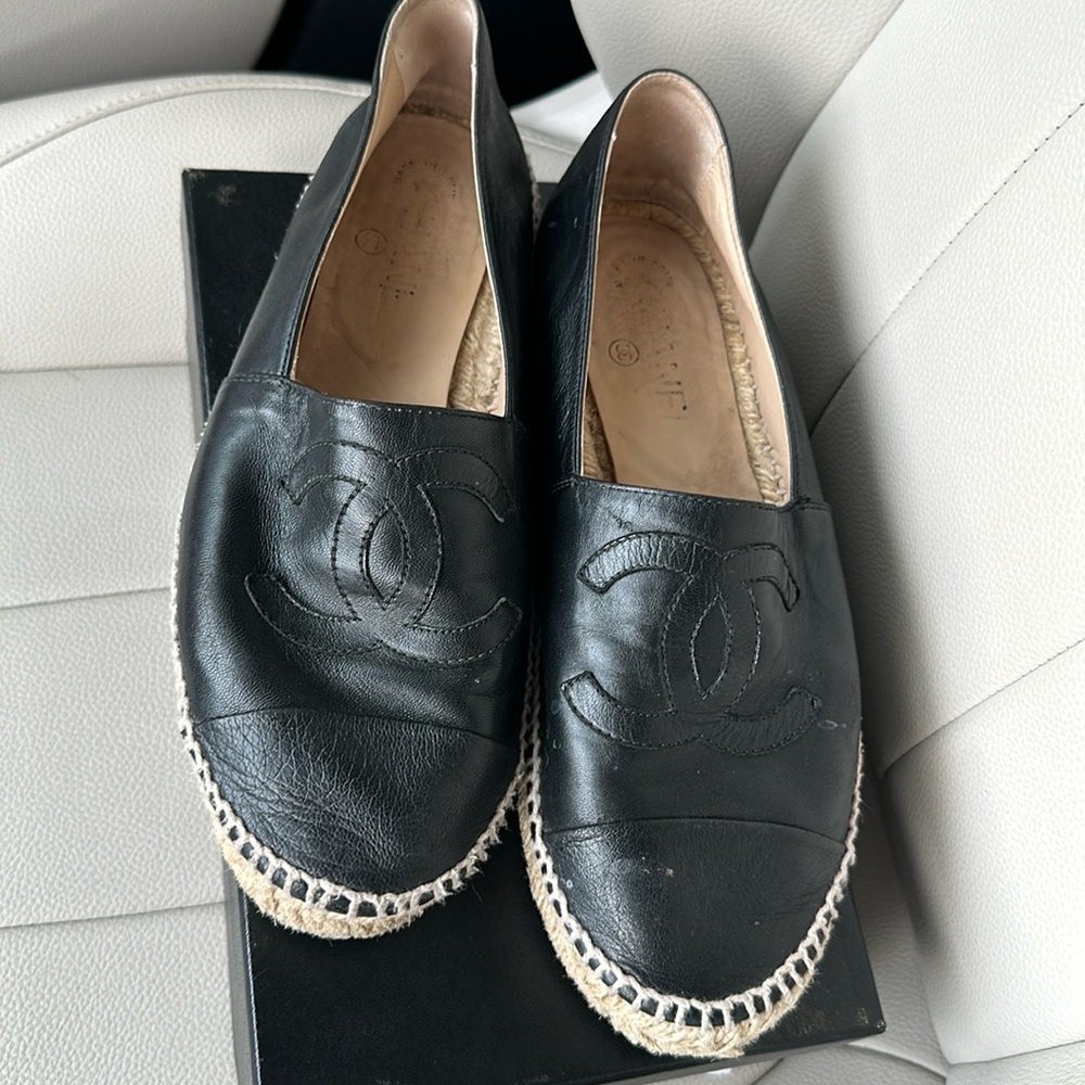 Authentic Chanel Espadrilles Black